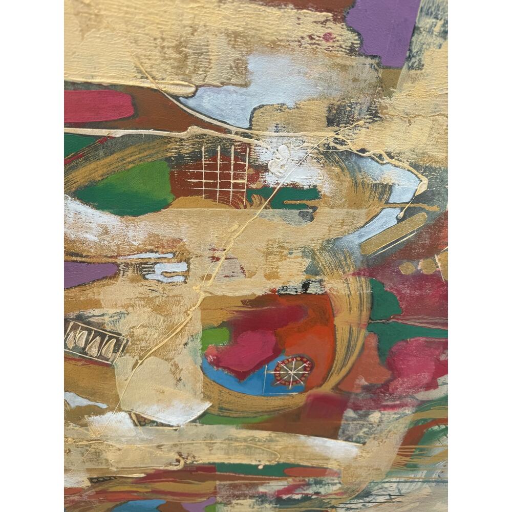 Original Signed Wayan Cameng Bali Artist Large Abstract Mural 61X53" - Picture 7 of 14